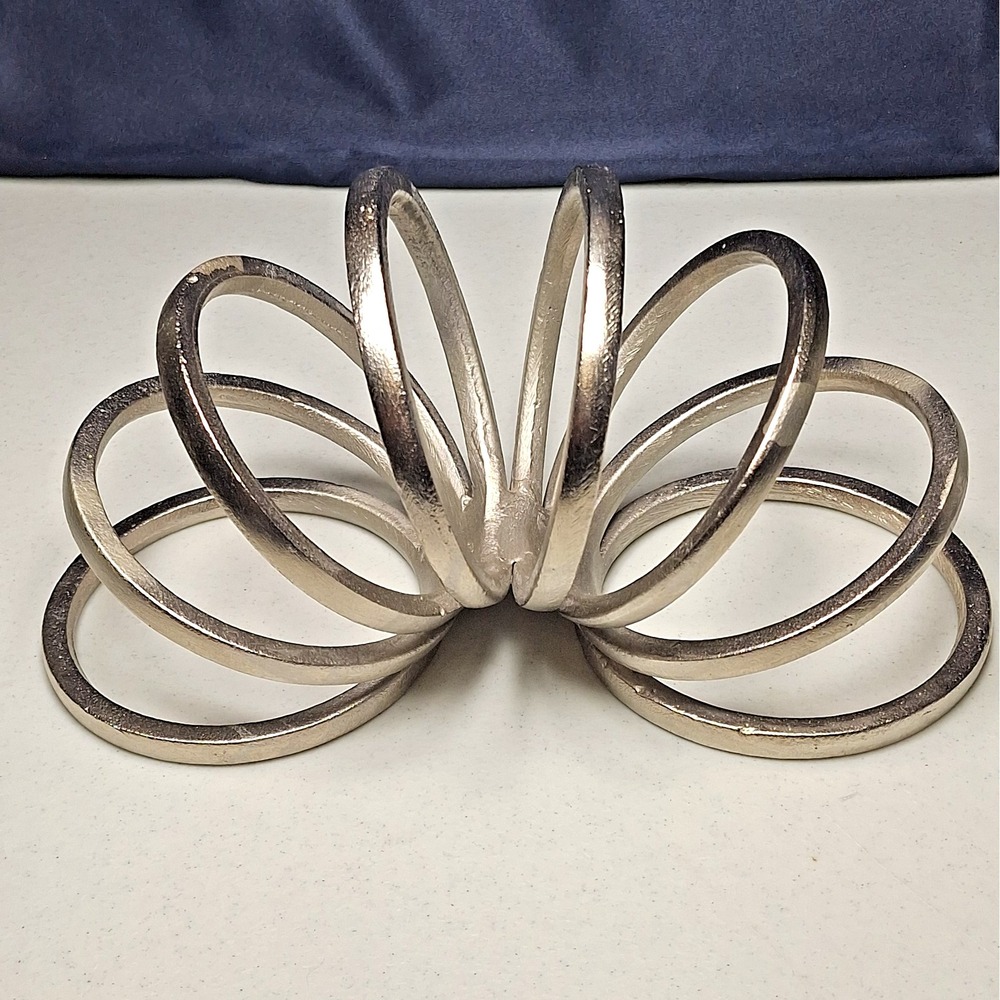 Metal Cast Aluminum Slinky Tabletop Decor Silver Abstract Art